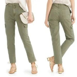 J. Crew High Rise Straight Leg Green Cargo Style Pants 31 Tall